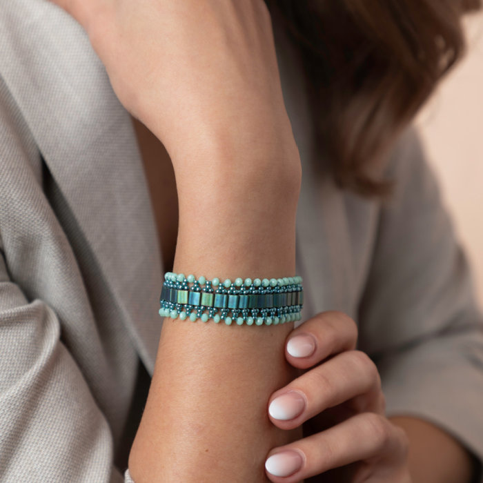 Metallic Mint Bracelet with Tila's + Pattern Inspi394