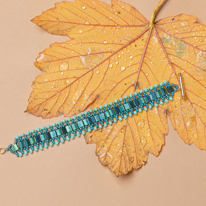 Metallic Mint Bracelet with Tila's + Pattern Inspi394