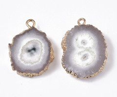 Natural Druzy Agate Gemstone Charm 27x22x6mm