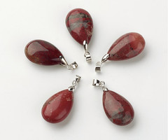 Natural Red Jasper Gemstone Charm Teardrop 24x15x9mm