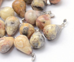 Natural Crazy Agate Gemstone Charm Teardrop 22x13mm