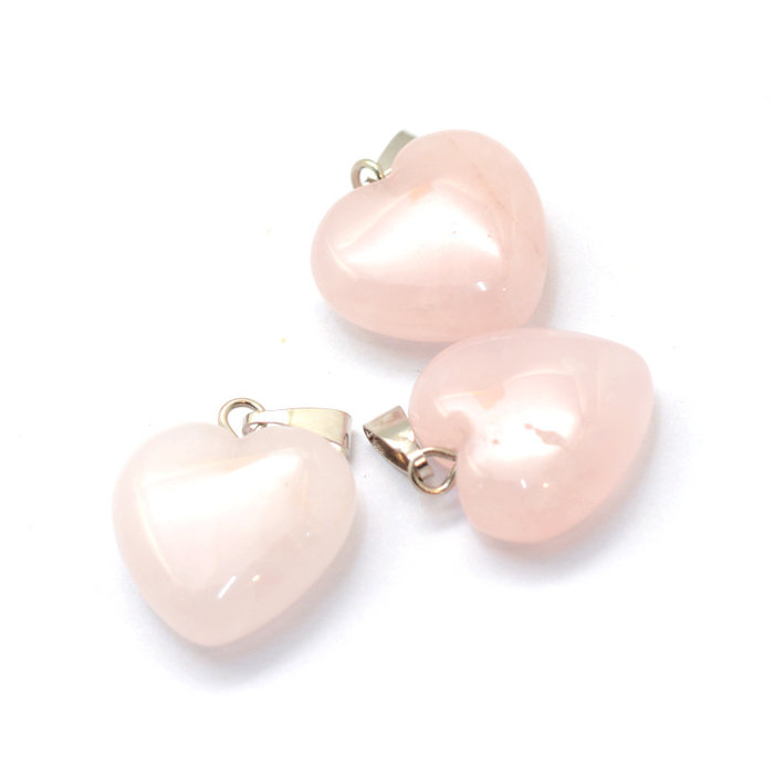 Natural Rozenkwarts Edelsteen Bedel Hart 18x15x6mm