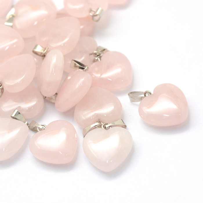 Natural Rose Quartz Gemstone Charm Heart 18x15x6mm