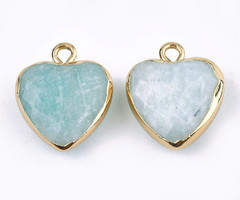 Natural Amazonite Gemstone Charm Heart 16x14x6mm Nickel Free