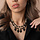 String a Double Necklace with Vintage Acrylic Beads Black and Beige Inspi372