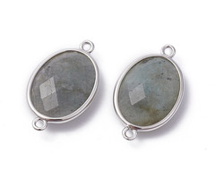 Natural Labradorite Gemstone Link Oval 26x15x6mm