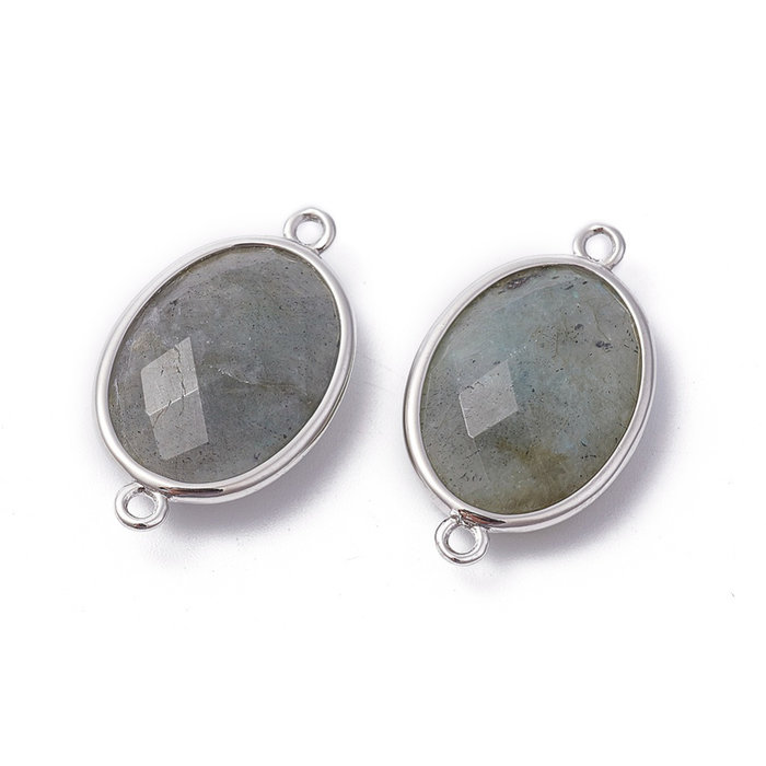 Natural Labradorite Gemstone Link Oval 26x15x6mm
