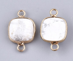 Natural Howlite Gemstone Link Square 21x13x5mm