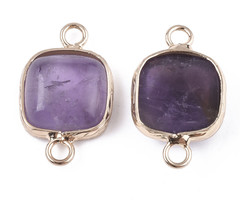 Natural Amethyst Gemstone Link Square 21x13x5mm