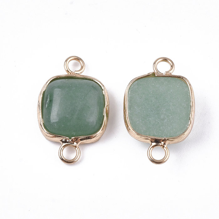 Natural Green Aventurine Gemstone Link Square 21x13x5mm