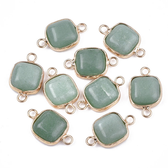 Natural Green Aventurine Gemstone Link Square 21x13x5mm