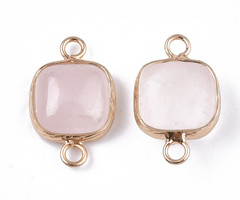 Natural Rose Quartz Gemstone Link 21x13x5mm