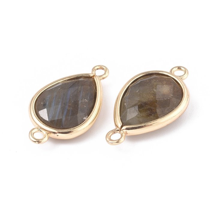 Natural Labradorite Gemstone Link Teardrop 22x12x5mm