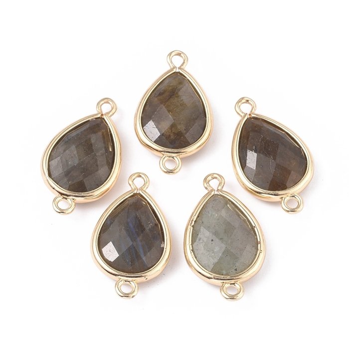 Natural Labradorite Gemstone Link Teardrop 22x12x5mm