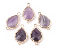 Natural Amethyst Gemstone Link 22x12x5mm