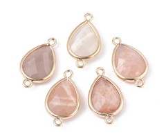 Natural Sunstone Gemstone Link 22x12x5mm