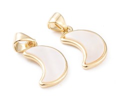 Natural White Shell Charm Moon 16x10x2mm