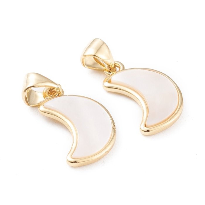 Natural White Shell Charm Moon 16x10x2mm