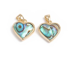 Natural Abalone Shell Charm Heart 12x12x3mm