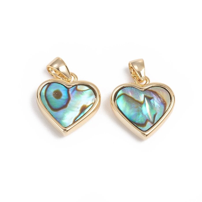 Natural Abalone Shell Charm Heart 12x12x3mm