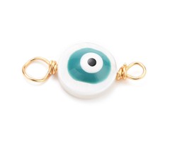 Natural Freshwater Shell Link Evil Eye 18x9x2mm