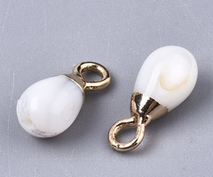 Natural Freshwater Shell Charm Teardrop 11x5mm
