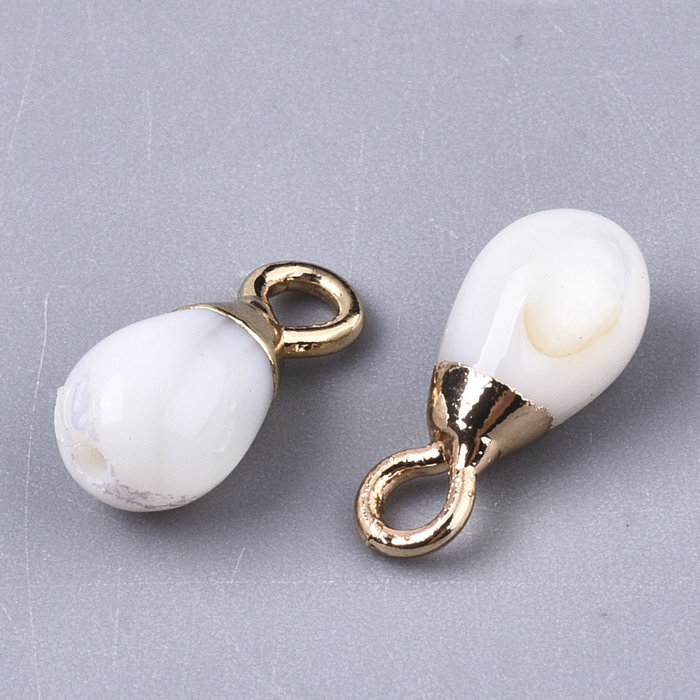 Natural Freshwater Shell Charm Teardrop 11x5mm