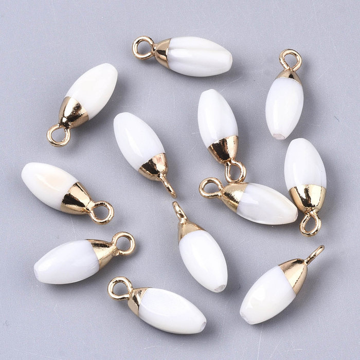 Natural Freshwater Shell Charm Teardrop 14x5mm