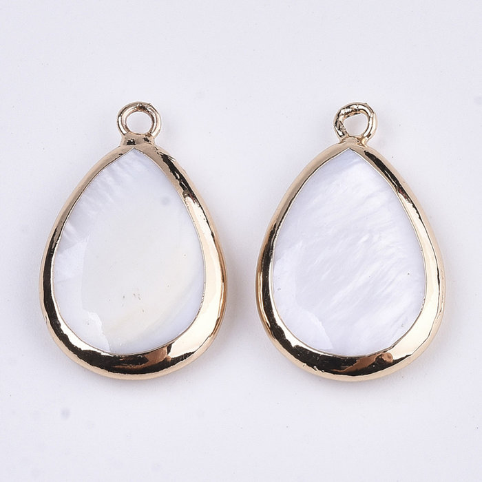 Natural Zoetwater Schelp Bedel Druppel 23x15x4mm