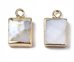 Natural Freshwater Shell Charm Rectangle 14x8x3mm