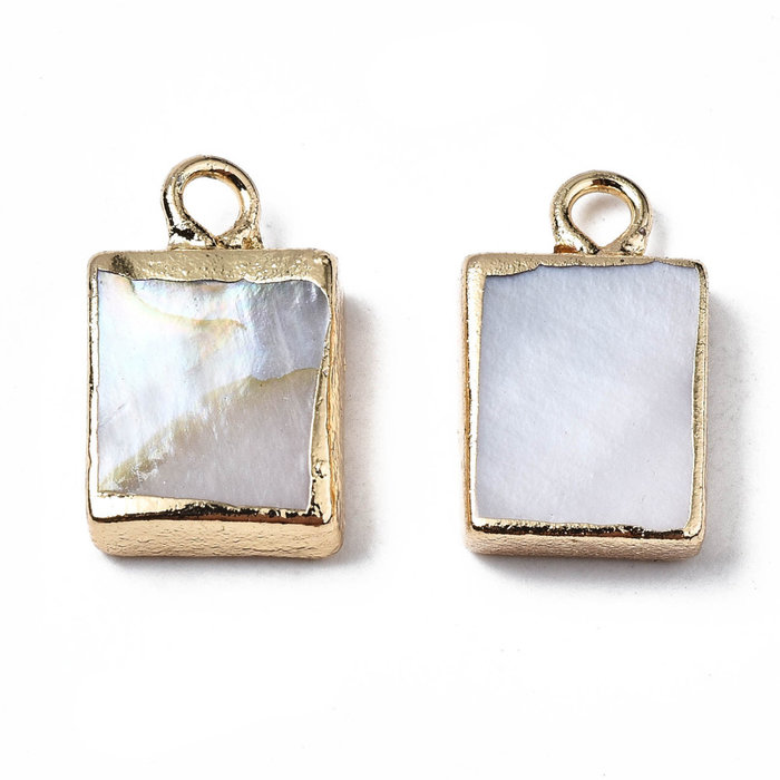 Natural Zoetwater Schelp Bedel Vierkant 14x8x3mm