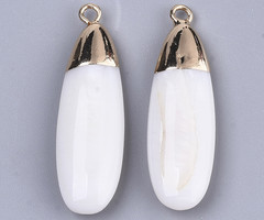 Natural Zoetwater Schelp Bedel Druppel 32x9x4mm