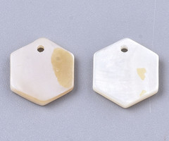 6 pieces Natural Freshwater Shell Charm Hexagon 9x8x1mm