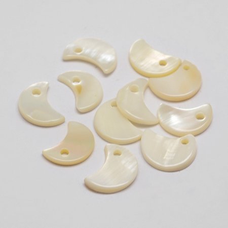 6 pieces Natural Shell Charm Moon 12x9x2mm
