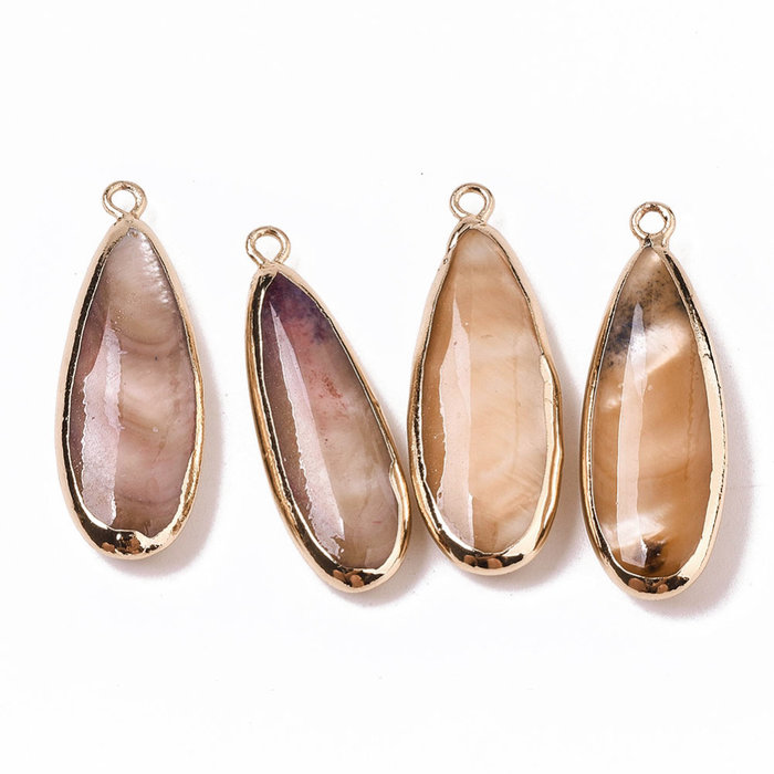 Natural Freshwater Shell Charm Teardrop 32x11x5mm