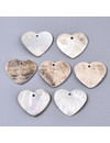 Natural Akoya Shell Charm Heart 22x25x2mm, 6 pieces