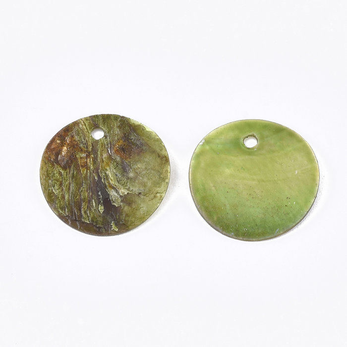 Natural Akoya Shell Charm Round Olive 15x2mm, 20 Pieces
