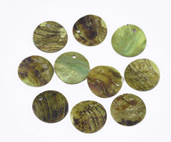 20 Pieces Natural Akoya Shell Charm Round Olive 15x2mm