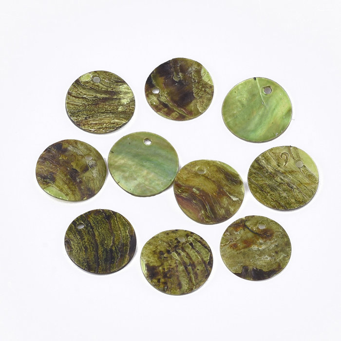 Natural Akoya Schelp Bedel Rond Olijf 15x2mm, 20 Stuks