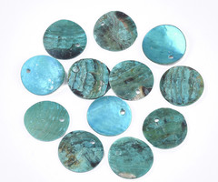 20 Pieces Natural Akoya Shell Charm Round Turquoise 15x2mm