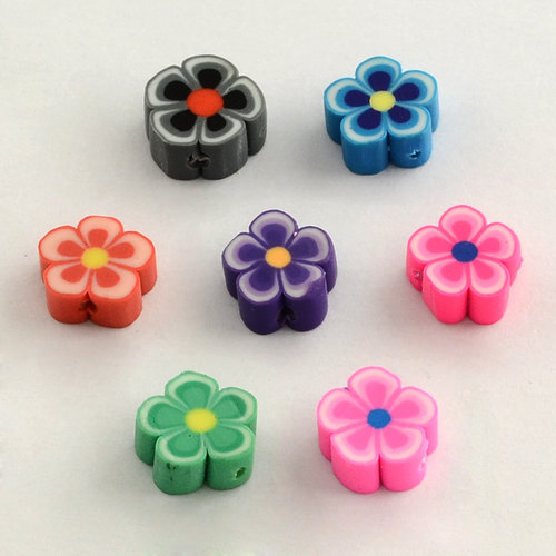 25 pieces Flower Mix Polymer Beads  8x8x4mm 