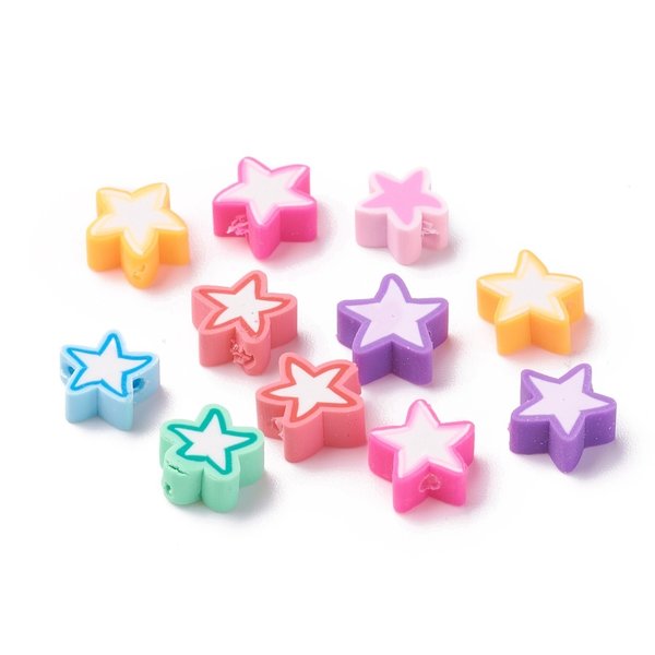 Star Mix Polymer Beads 9x9x4mm, 25 pieces