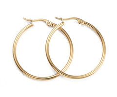 2 pieces Stainless Steel Earrings Golden 33x2mm