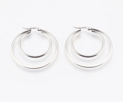 2 stuks Stainless Steel Oorbellen Zilver 45x44x2mm