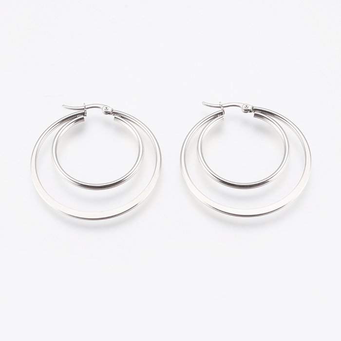 Stainless Steel Oorbellen Zilver 45x44x2mm, 2 Stuks