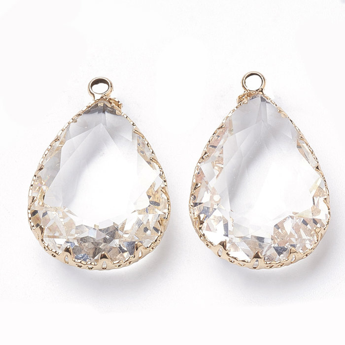 Crystal Glass Bedel Druppel 29x19x7mm