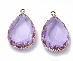 Crystal Glass Bedel Druppel Lila 29x19x7mm