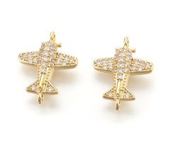 Tussenzetsel met Zirkonia Vliegtuig 12x16x3mm Nikkelvrij