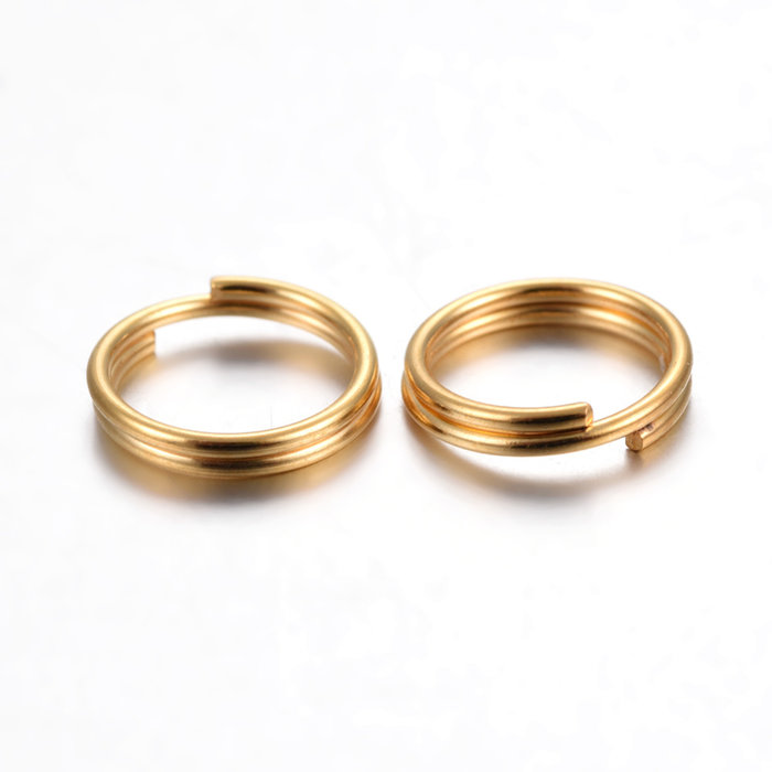 Stainless Steel Double Loop Ring Gold Plated 5x1mm, 20 pieces