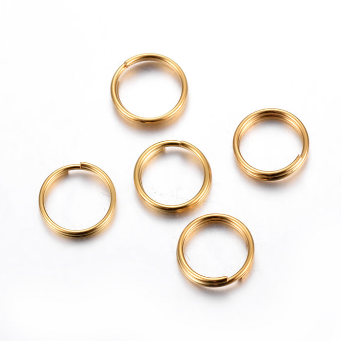 Stainless Steel Double Loop Ring Gold Plated 5x1mm, 20 pieces